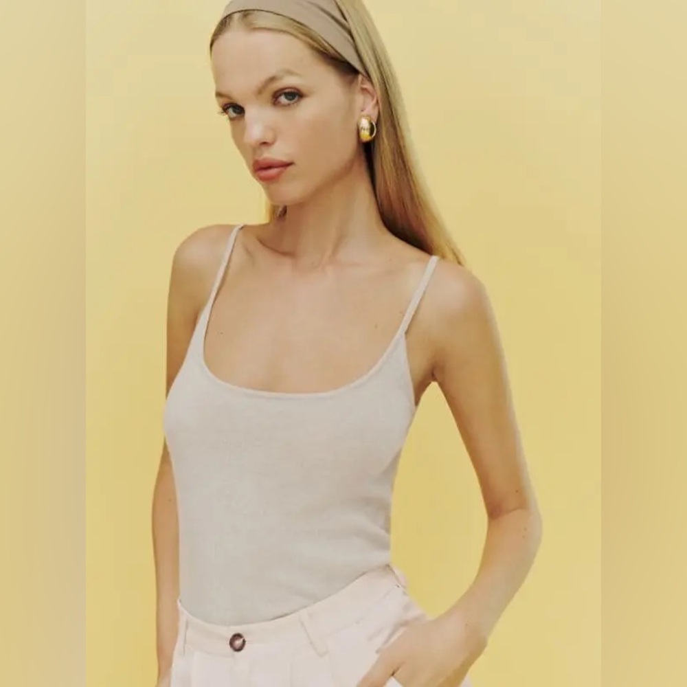 Reformation Uma Cashmere Sweater Tank - Wheat Cream Cashmere Tank Top Camisole
